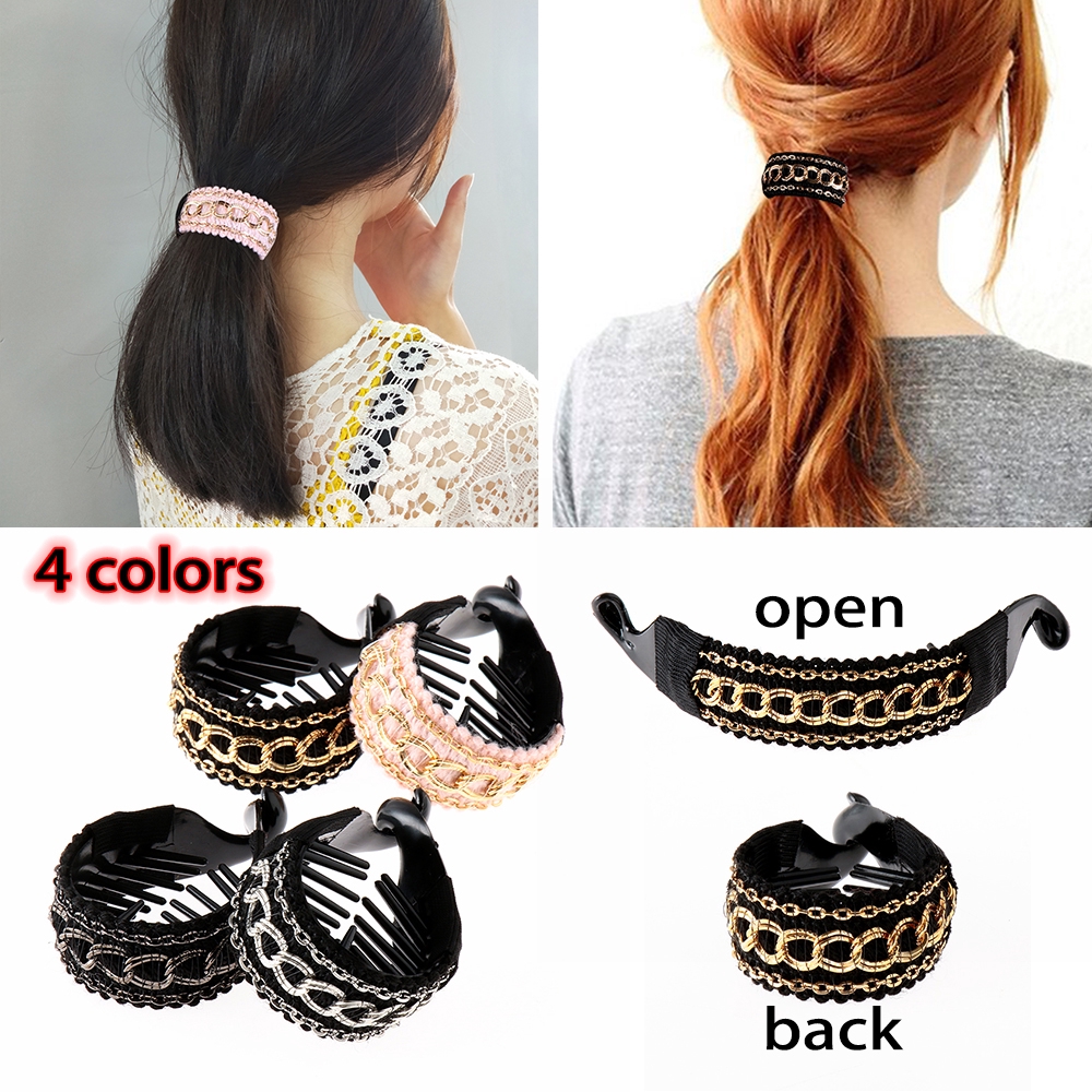 Kẹp tóc giữ đuôi ngựa tạo kiểu thời trang làm đẹp cho nữ