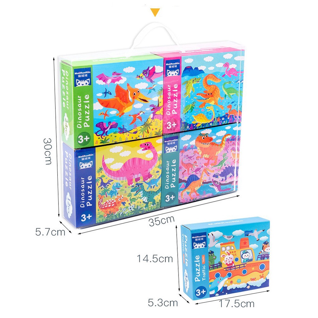 Bộ 4 hộp xếp ghép hình PUZZLE 4 cấp độ cho bé trai và bé gái - Đồ chơi trí tuệ - Đồ chơi thông minh