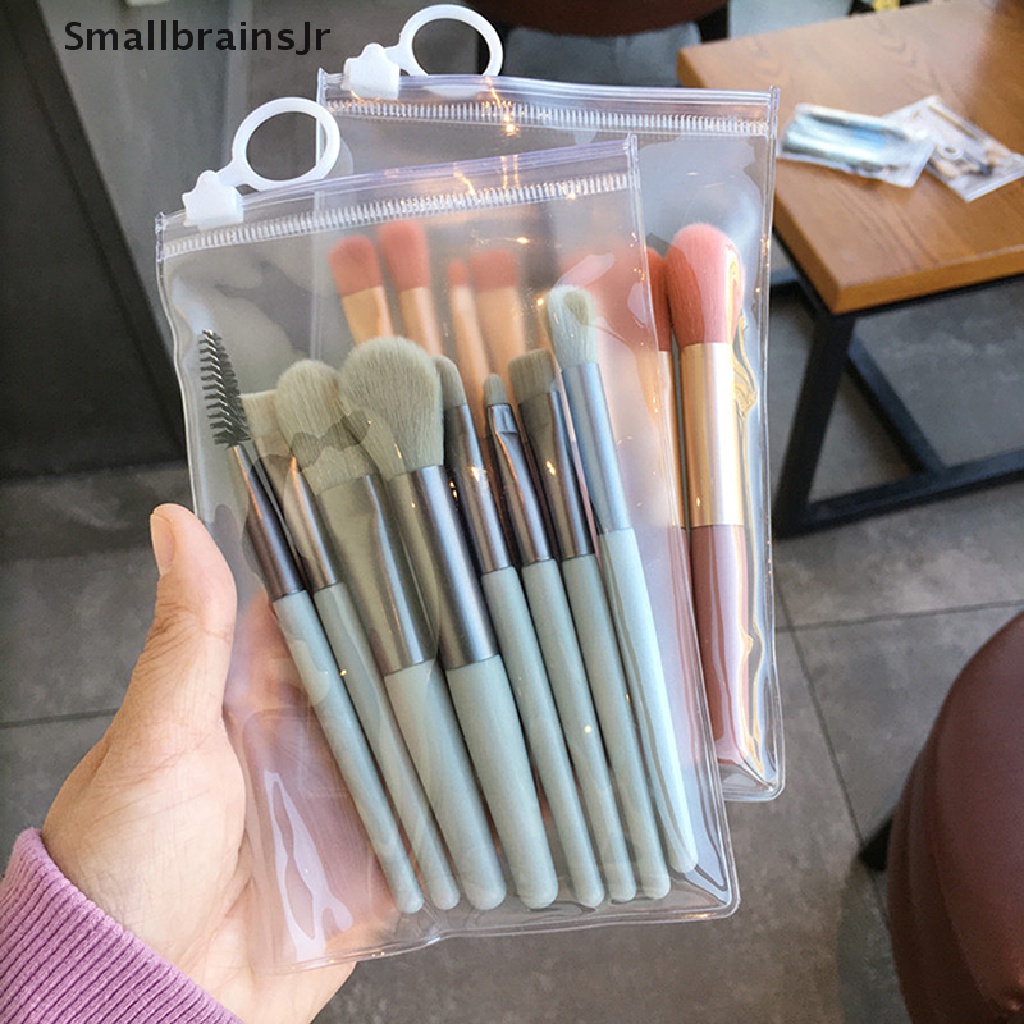 Bộ 8 Cọ Trang Điểm Mini Tay Cầm Bằng Gỗ Nhám Cho Người Mới Bắt Đầu
