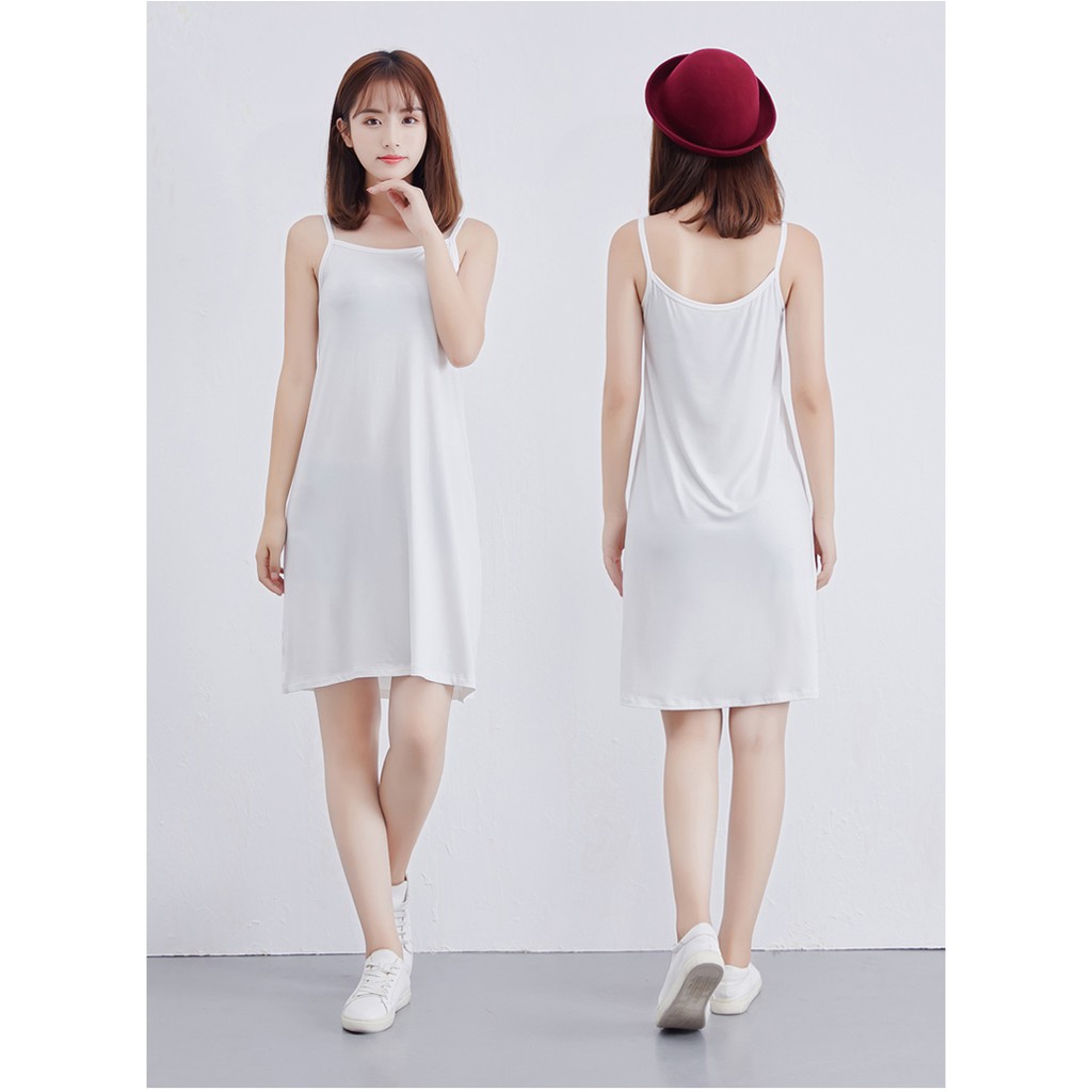 Váy Đầm Hai Dây Thun Trơn Dáng Suông Chất Thun Cotton Mềm Mịn Lefe VS03 | BigBuy360 - bigbuy360.vn