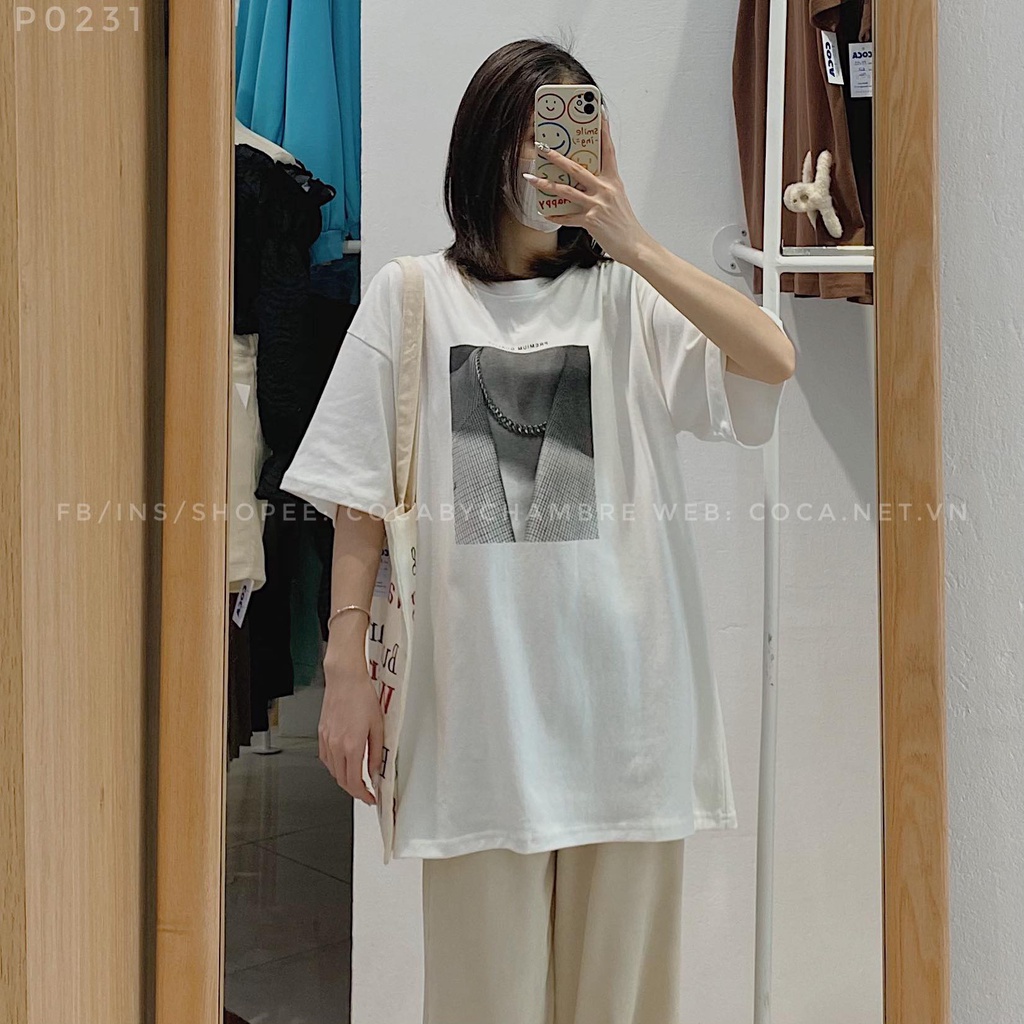 [P0231] Áo thun cotton mặt lông dày in hình PREMIUM form rộng (Có sẵn/Ảnh thật)