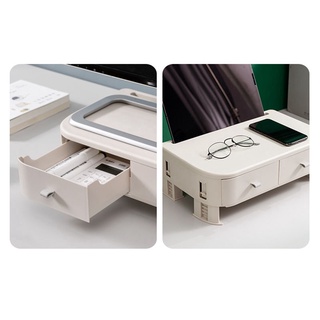 Adjustable Height Computer Monitor Riser Computer Stand -White