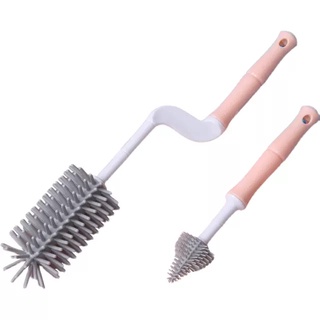 Cọ rửa bình silicon cao cấp 3 chi tiết [cọ bình, cọ núm ti và cọ ống hút]