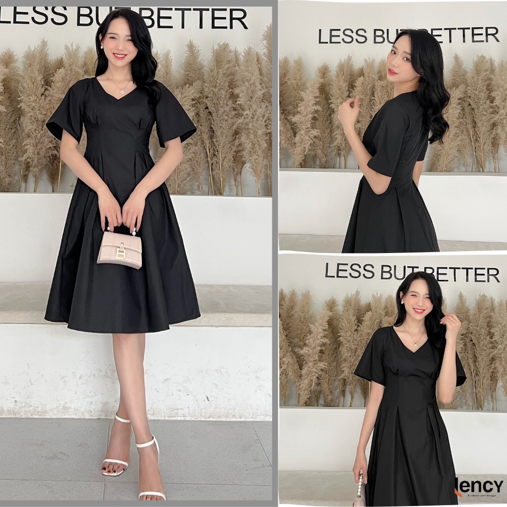 Váy Nữ cổ chữ V, Dầm Nữ Thiết Kế Cao Cấp LENCY Tôn Dáng, Sang Trọng