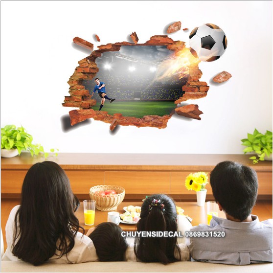 Decal dán tường - Gạch  đá Bóng 3D