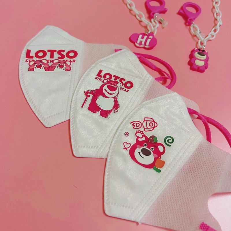 KHẨU TRANG CHO BÉ 4-15 TUỔI VÀ DÂY ĐEO KHẨU TRANG GẤU DÂU LOTSO DỄ THƯƠNG