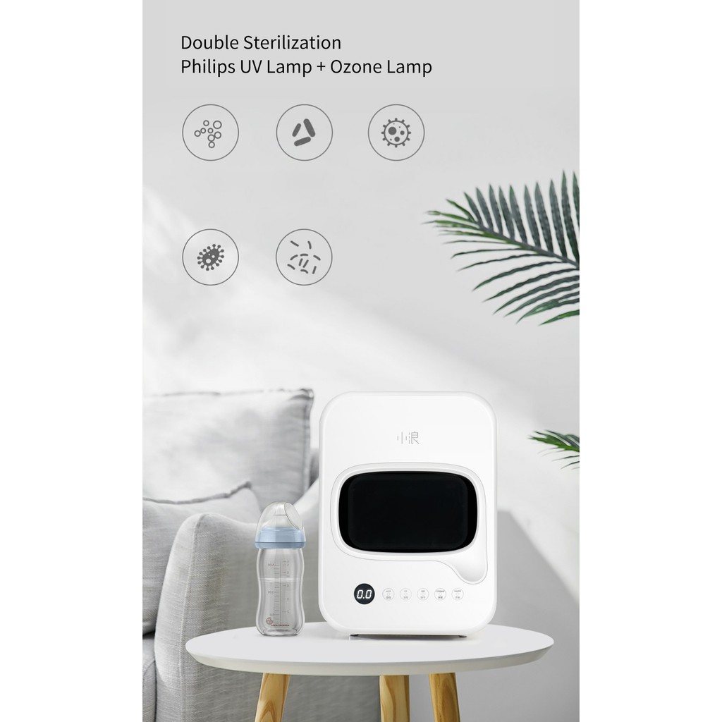 ]Máy Tiệt Trùng Bình Sữa Đồ Ăn Dặm - Sấy Khô UV Xiaolang - 2 Bóng Philips UV khử trùng và Ozone khử mùi