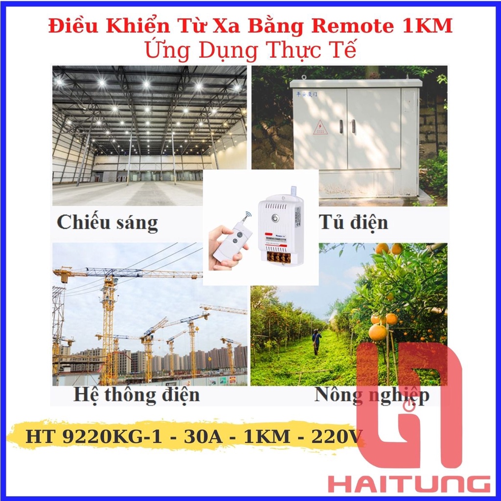 Điều Khiển Từ Xa Bằng Remote 1KM, 30A, Nguồn 220V, Remote Honest HT9220KG-1, thiết bị điện Hai Tùng