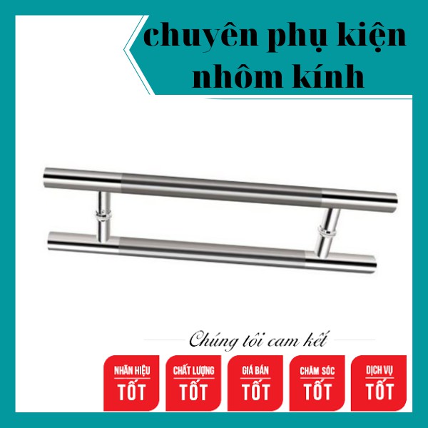 Tay nắm inox cửa kính - tay inox phi 32 dài 60 cm - tim lỗ 40 cm