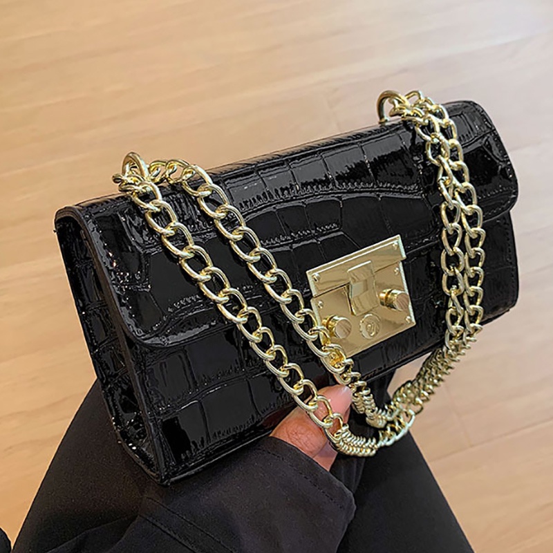 Túi Đeo Vai Hình Vuông Cỡ Nhỏ Họa Tiết Vân Đá Phối Dây Đeo Sợi Xích Phong Cách Cổ Điển Thời Trang