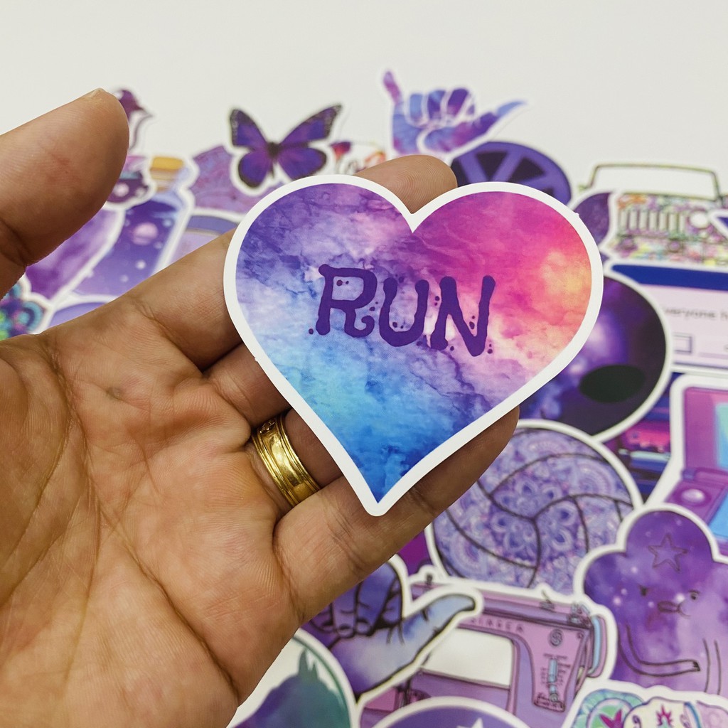 Sticker tím VSCO PURPLE chất liệu pvc nhám cao cấp chống thấm dán xe, vali, laptop, mũ BH, điện thoại...