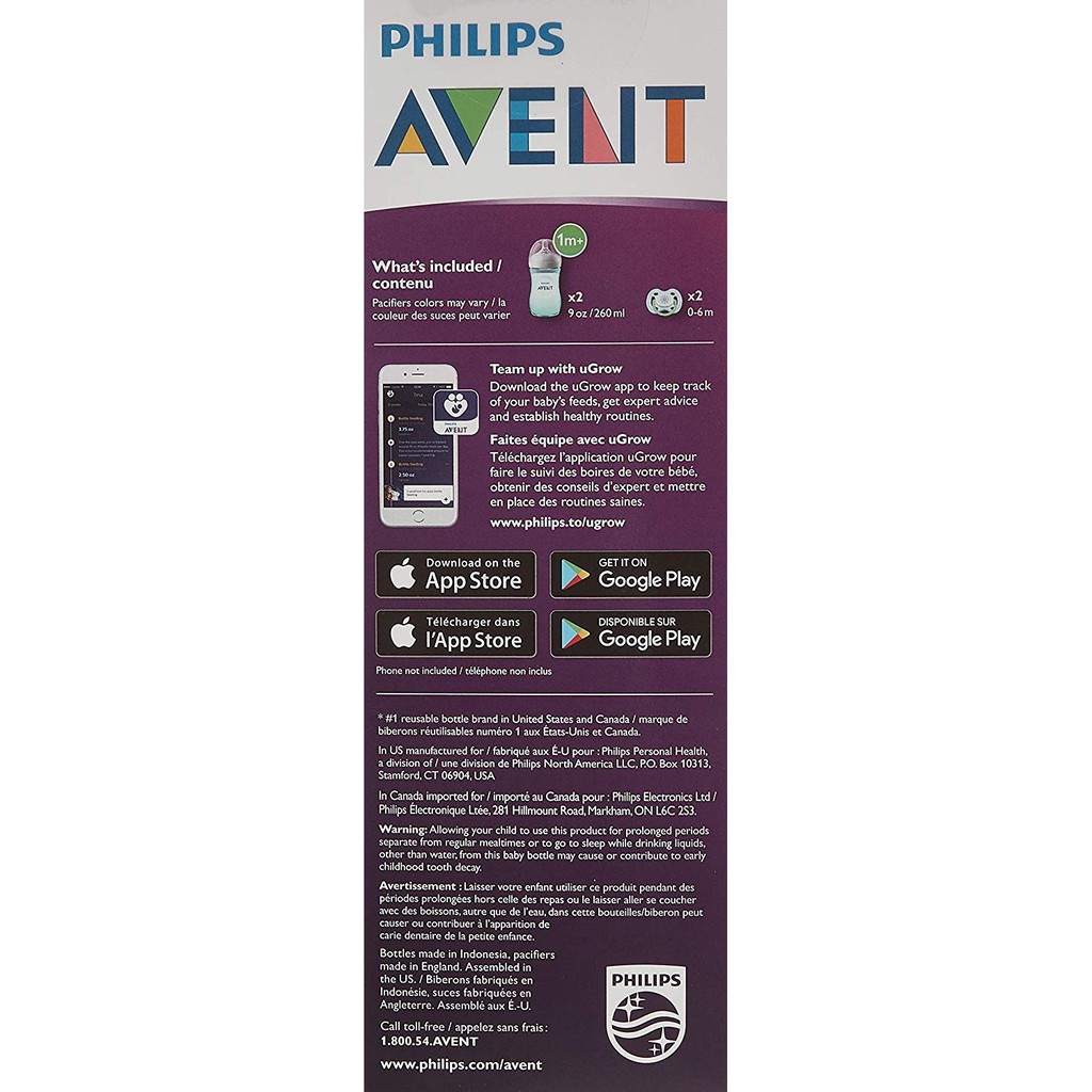 Bộ 2 bình sữa Philips Avent Natural SCD113/24 260mL và 2 vú giả