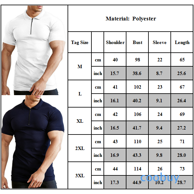 Áo Thun Nam Ngắn Tay Có Dây Kéo Size M-3Xl