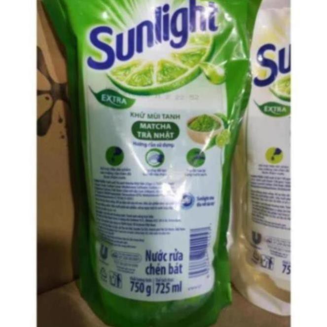 SUNLIGHT Nước Rửa Chén 750g dạng túi Matcha Trà Xanh Nhật , Muối Khoáng Lô Hội TrắngThiên Nhiên 750 g - uri1