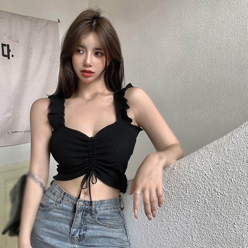 Áo Croptop Dệt Kim Sát Nách Màu Sắc Thanh Lịch