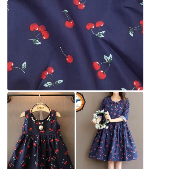 Vải thô cherry vintage 1m