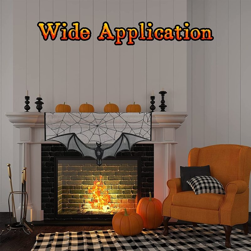 Mạng Nhện Đen Phối Ren Đa Năng Trang Trí Bàn Tiệc Halloween