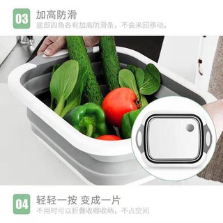 Thớt kèm chậu 2in1 gấp gọn đa năng.