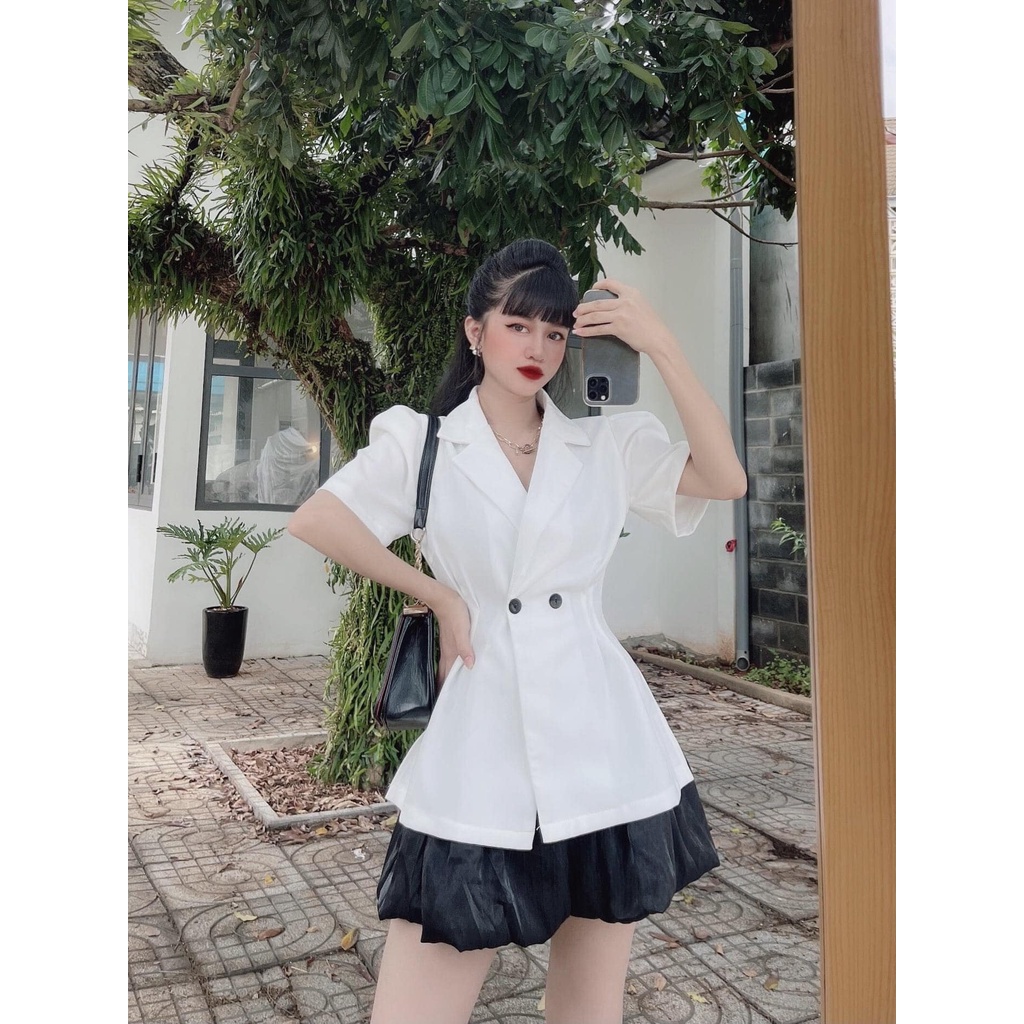 SET ÁO VEST CỘC TAY BỒNG MIX CHÂN VÁY TƠ LÓT QUẦN | BigBuy360 - bigbuy360.vn