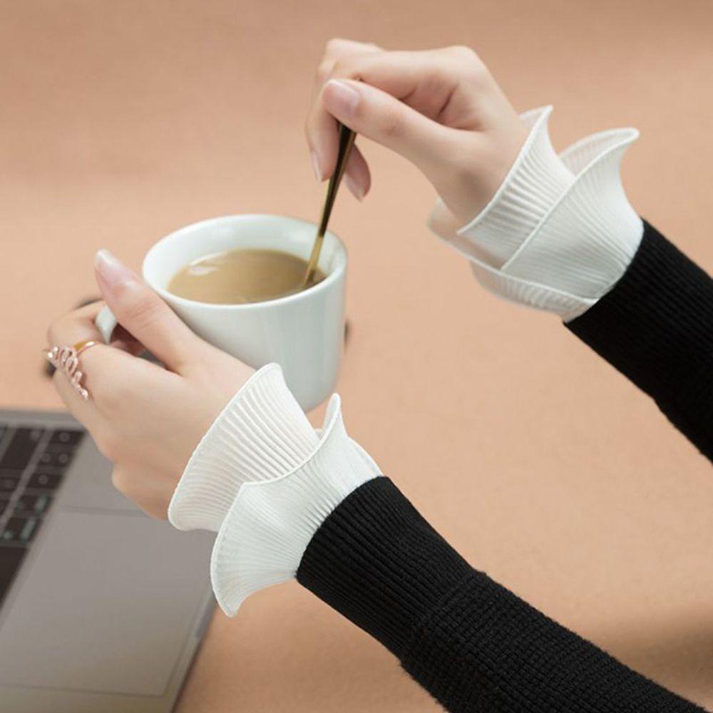Cổ Áo Đứng Giả Nhún Bèo Trang Trí Nút Khăn Choàng Cho Bé Gái