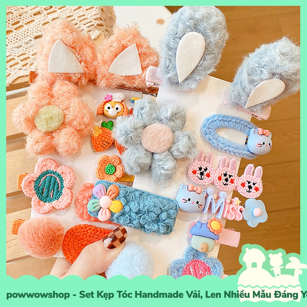 [Sẵn VN - Hỏa Tốc] Set Kẹp Tóc Handmade Vải, Len Nhiều Mẫu Đáng Yêu Hoạt Hình Toy Dis-ney