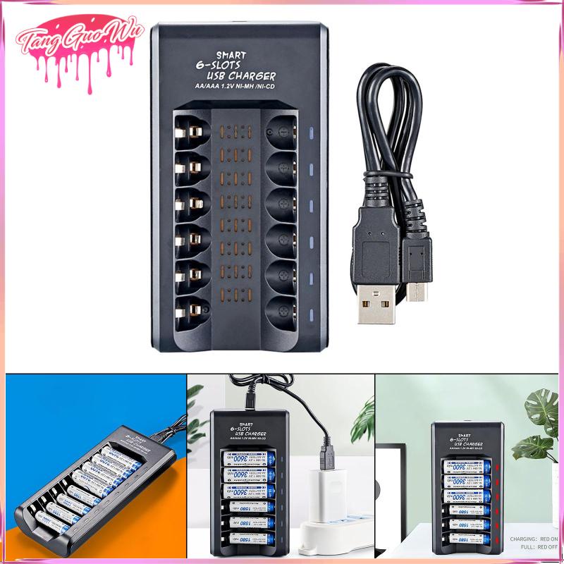 Bộ Sạc Pin AA / AAA 6 Ngăn Tự Động Bảo Vệ Cho Pin LI-Ion