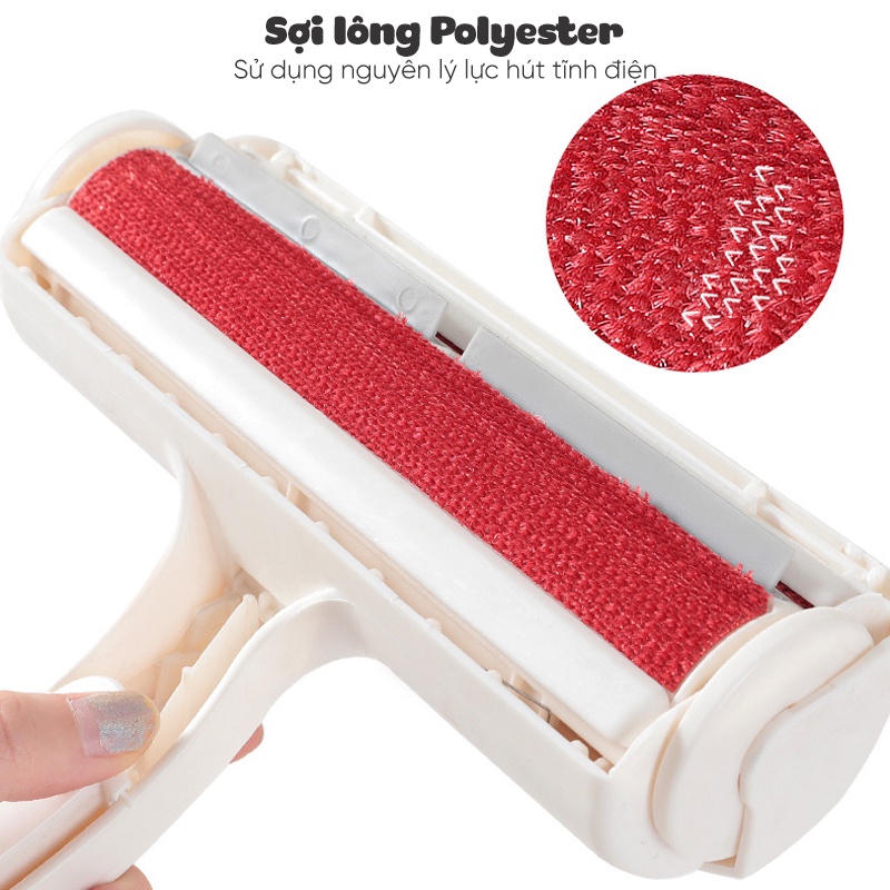 Cây Lăn Lông Mèo Diniopet cho Chó Mèo KHÔNG DÙNG ĐIỆN, PIN, Cây lăn bụi tĩnh điện hút bụi lông thú cưng Pet