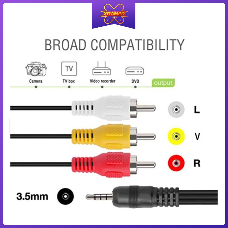 3.5mm Male to 3 RCA Male AV Adapter Cable 1.0m for TV Box  CD player Computer mp3
