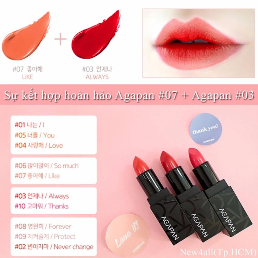 Combo 5 cây son lì dạng thỏi AGAPAN