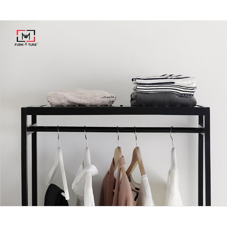 Tủ treo quần áo lắp ráp hàn quốc màu đen thương hiệu MW FURNITURE - Shelf hanger - Nội thất căn hộ
