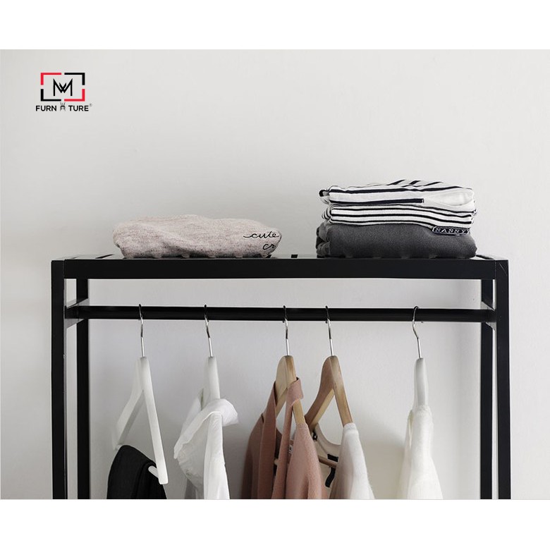 Tủ treo quần áo lắp ráp hàn quốc màu đen thương hiệu MW FURNITURE - Shelf hanger - Nội thất căn hộ