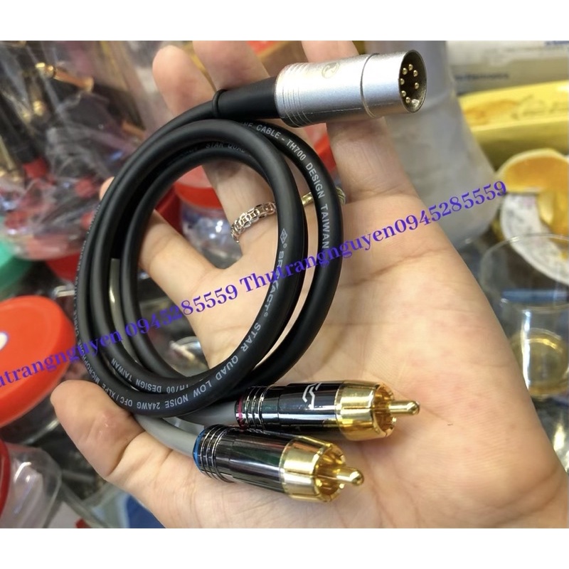 Dây Din(midi)7 chân ra 2 av(hoa sen) kết nối amply châu âu cao cấp