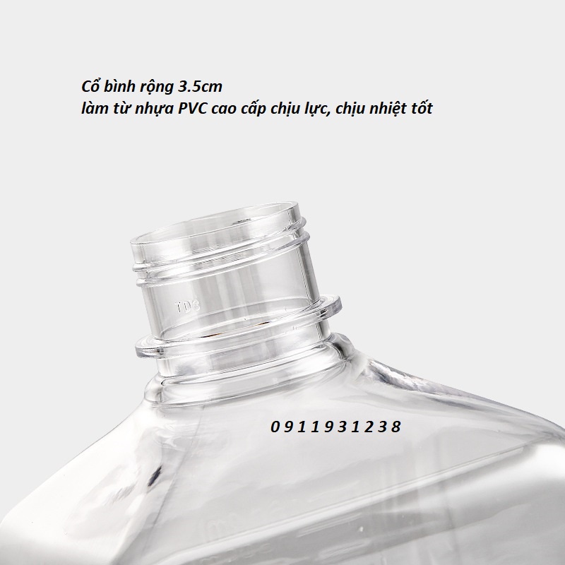 Bình bơm siro nhựa mica dung tích 1600ml kèm vòi pump 1 lần 10ml