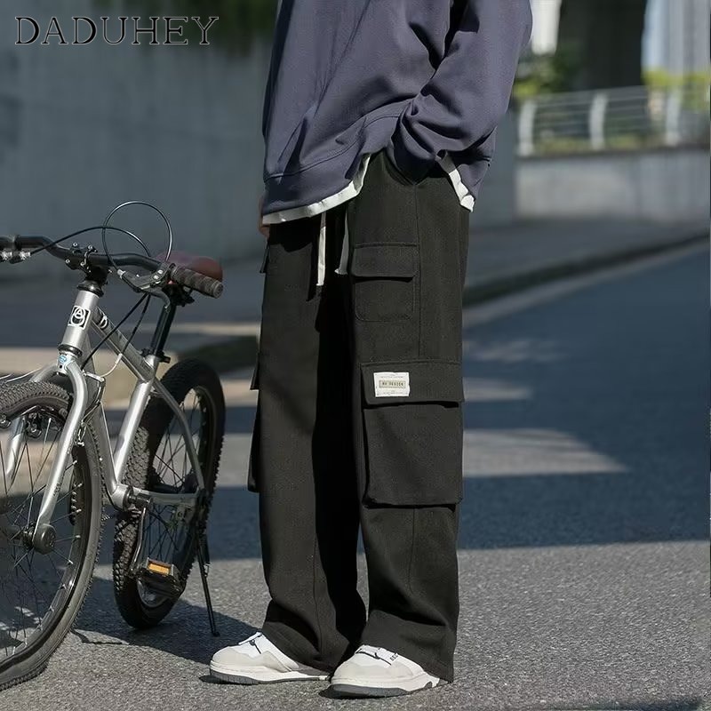 DaDuHey American Retro High Street Overalls Men's Straight Casual Pants 2022 New Ins Fashion Trendy Pants