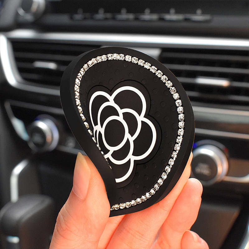 Miếng lót ly nước silicon camellia chống mài mòn trang trí đa năng thời trang cao cấp nội thất ô tô S3Un