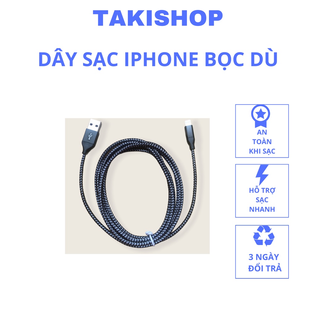 Dây Sạc Iphone Bọc Dù, Cáp Sạc Cho IPhone Dài 3M Iphone 5/5s/6/6s/6Plus/6sPlus/7/7plus/8/8plus/X/XR