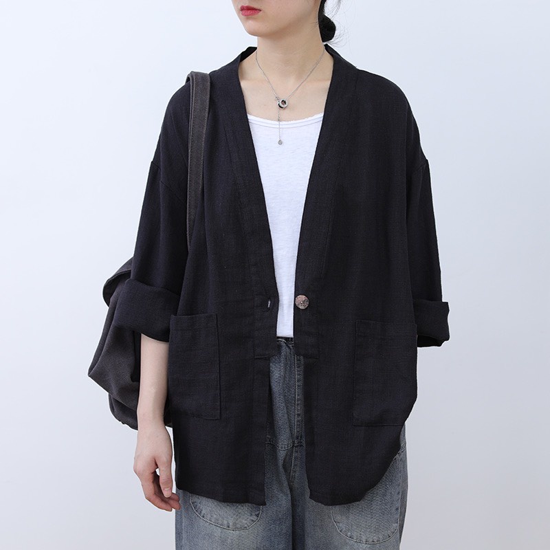 Áo khoác nhẹ cardigan nữ Linen bột Premium trẻ trung phong cách