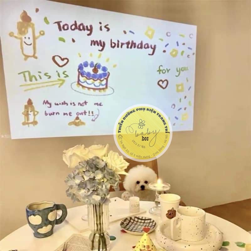 Máy Chiếu Mini Sinh Nhật, Happy Birthaday Tặng Kèm 3Pin Đũa