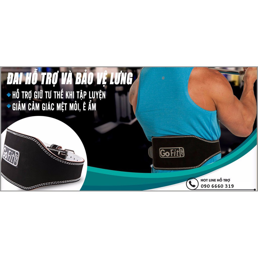 Đai lưng Thắt lưng Bảo vệ Cột sống Khi tập GOTFIT PREMIUM LIFTING BELT 6 INCH BLACK