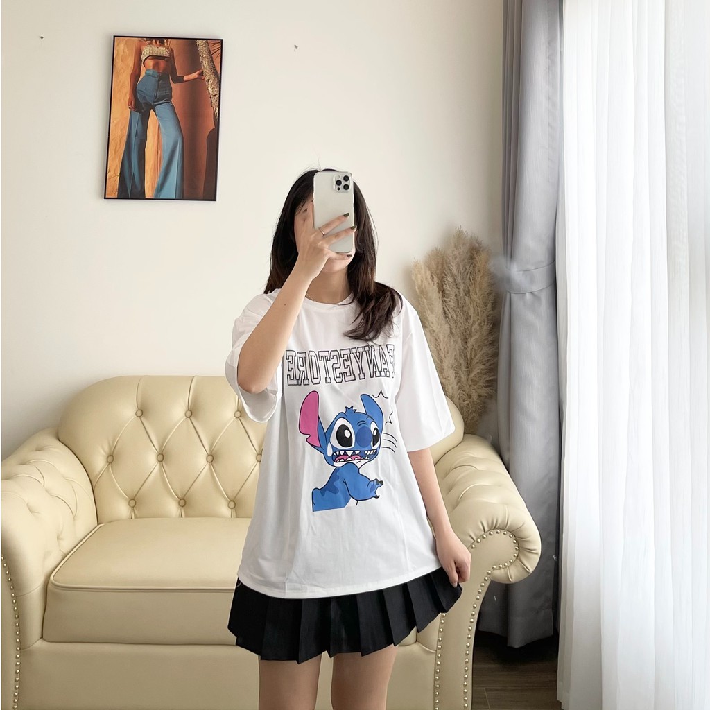 Áo thun nữ / Áo phông nữ tay lỡ form rộng freesize in hình hoạt hình xinh xắn