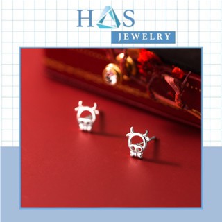 Bông tai bạc nữ H.A.S hình trâu con - HBT39