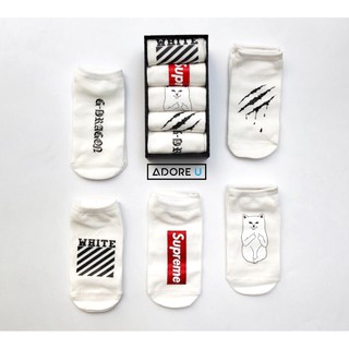 Combo hộp 5 đôi vớ Supreme / Offwhite