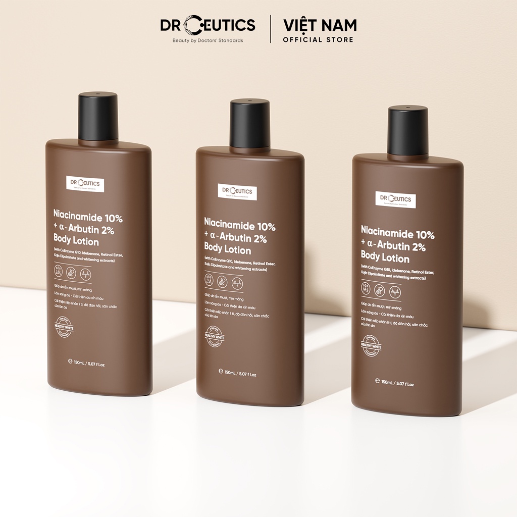 DrCeutics Sữa Dưỡng Thể NIACINAMIDE 10% + α- ARBUTIN 2% BODY LOTION Giúp da cơ thể ẩm mượt, mịn màng