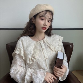 ORDER Áo sơ mi phối ren cổ sen