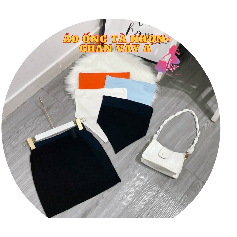 Set đồ nữ cá tính áo ống tà nhọn croptop kèm chân váy ngắn A thun xịn thời trang mùa hè phong cách hàn quốc VD25