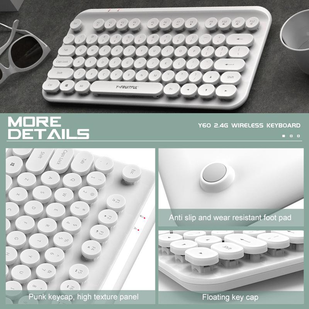 Bàn Phím Bluetooth Không Dây 2.4g Cho Laptop - Màu Trắng | BigBuy360 - bigbuy360.vn