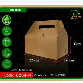 100 hộp giấy kraft có quai đựng bánh ngọt,gà rán....