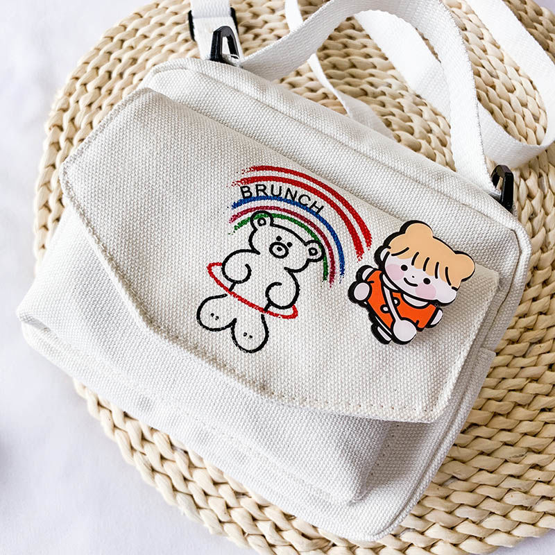 Túi Vải Canvas Đeo Chéo Thiết Kế Xinh Xắn Đáng Yêu Cho Nữ