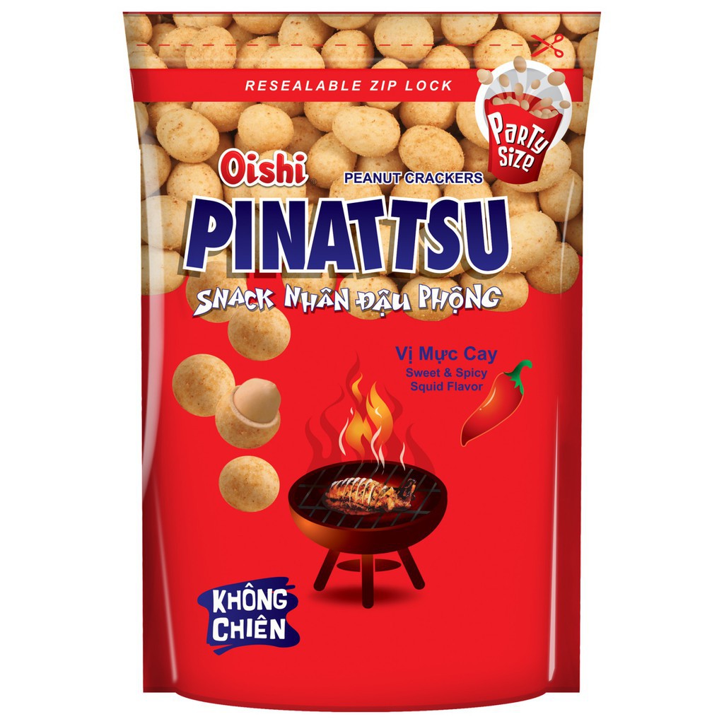 [SP siêu hot!!! Oishi] Thùng 20 gói đậu phộng Pinatsu gói 95g siêu to (5 vị: cốt dừa, hải sản, mực, phô mai, tảo biển)