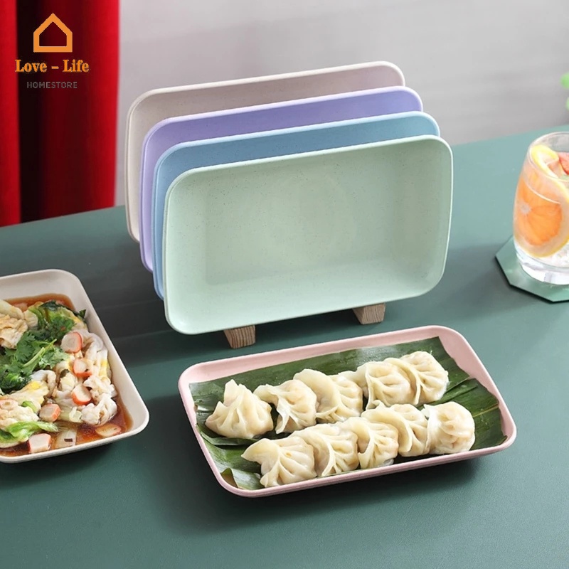 Đĩa Ăn Tráng Miệng/Salad/Salad Hình Vuông Chất Liệu Rơm Lúa Mì 12*17*1.5cm